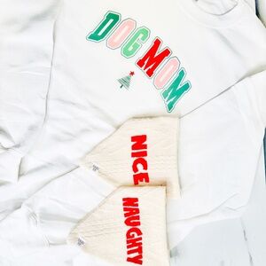 Dog Mom Christmas Sweatshirt Women's Holiday Crewneck